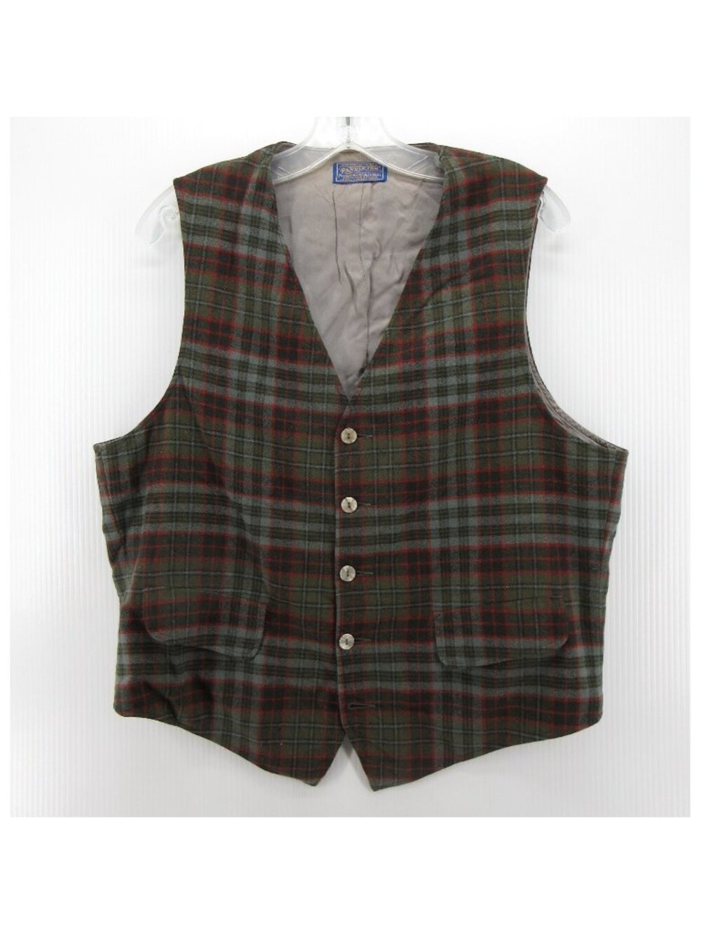 VINTAGE Pendleton Waistcoat Vest Medium Virgin Wool Tartan Plaid *